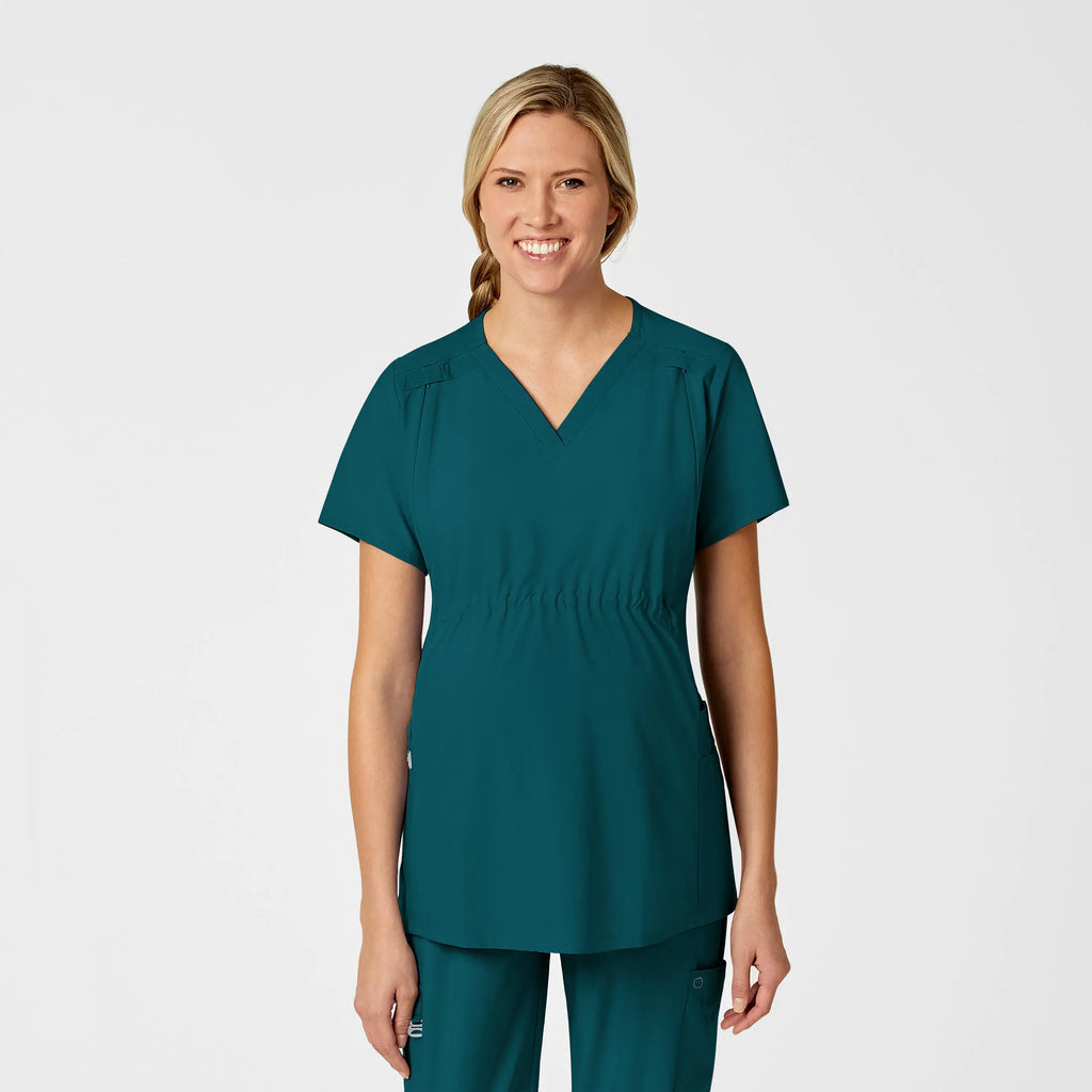 Wink Scrubs Maternity V-Neck Scrub Top Caribbean Blue | scrub-supply.com