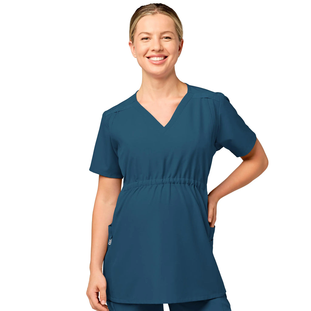 Wink Scrubs Maternity V-Neck Scrub Top Caribbean Blue | scrub-supply.com