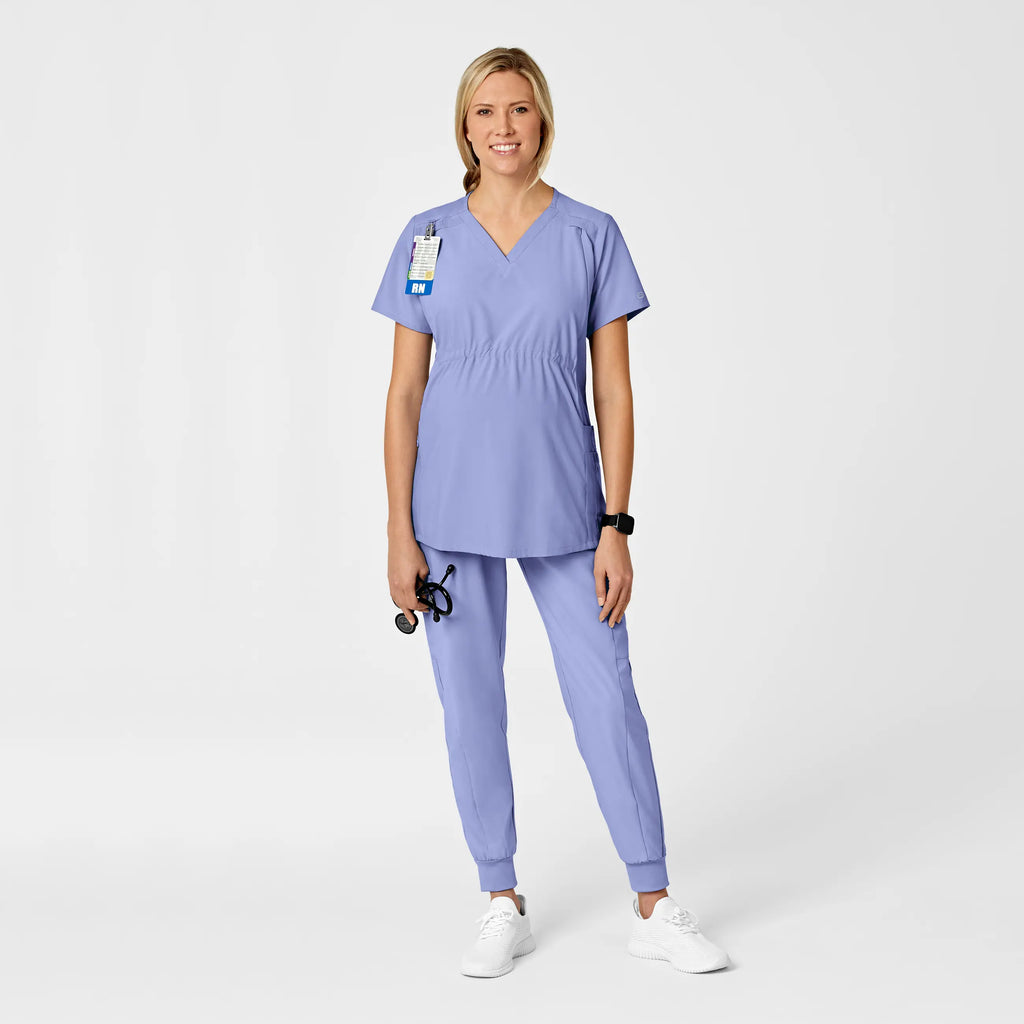 Wink Scrubs Maternity V-Neck Scrub Top Ceil Blue | scrub-supply.com