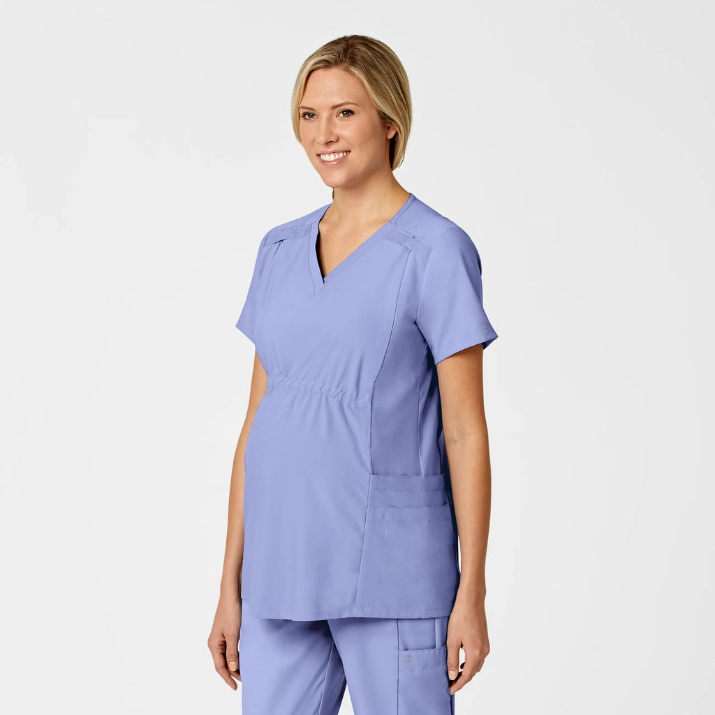 Wink Scrubs Maternity V-Neck Scrub Top Ceil Blue | scrub-supply.com