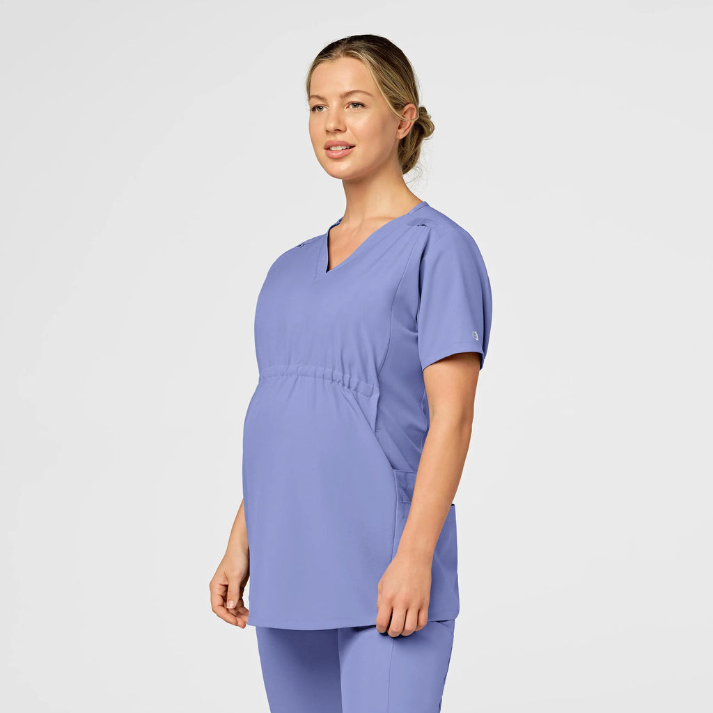 Wink Scrubs Maternity V-Neck Scrub Top Ceil Blue | scrub-supply.com