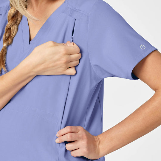 Wink Scrubs Maternity V-Neck Scrub Top Ceil Blue | scrub-supply.com