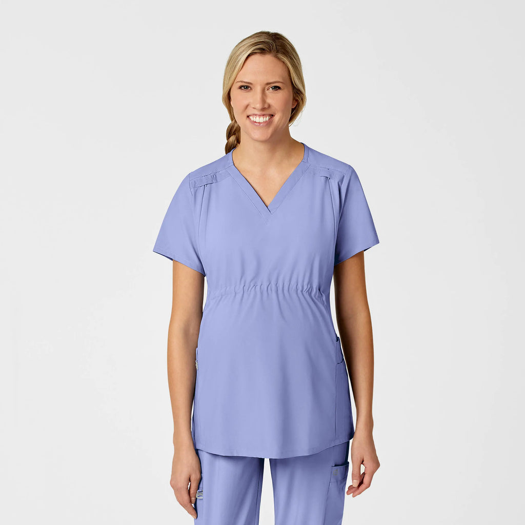 Wink Scrubs Maternity V-Neck Scrub Top Ceil Blue | scrub-supply.com