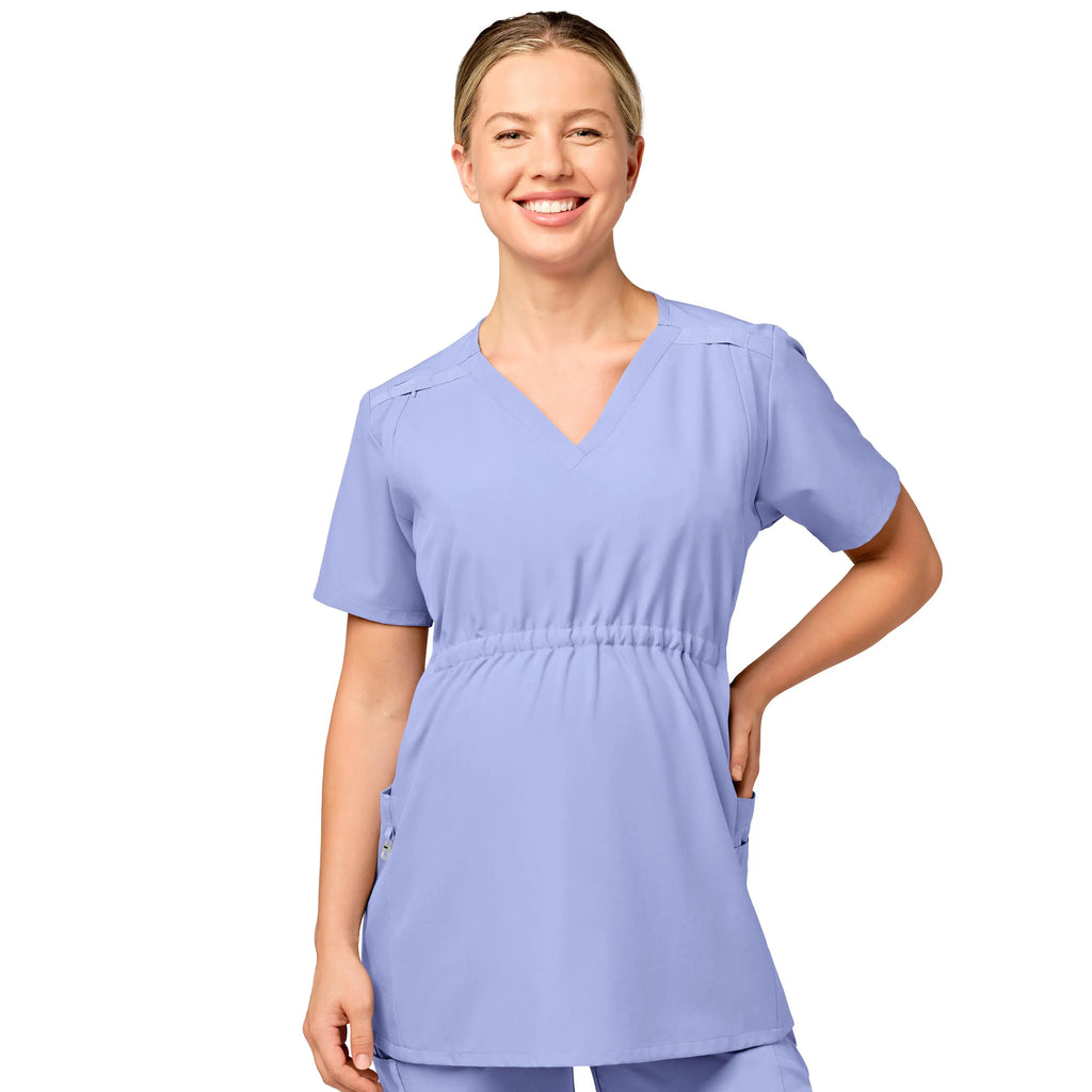 Wink Scrubs Maternity V-Neck Scrub Top Ceil Blue | scrub-supply.com