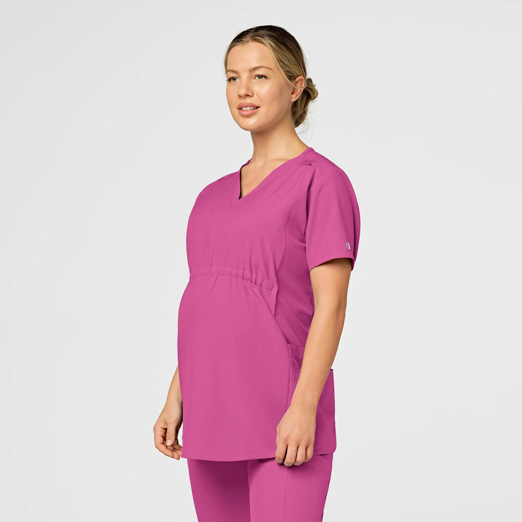 Wink Scrubs Maternity V-Neck Scrub Top Hot Pink | scrub-supply.com