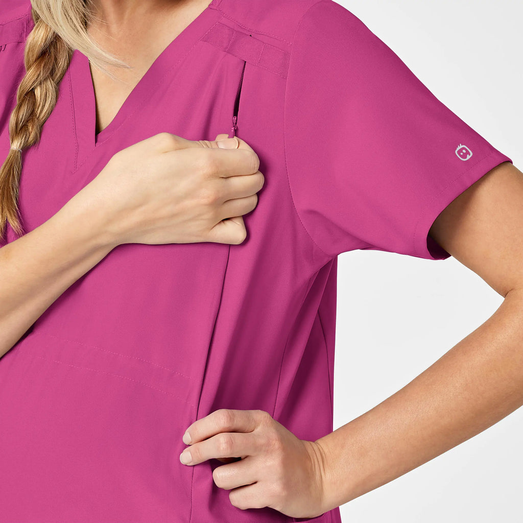 Wink Scrubs Maternity V-Neck Scrub Top Hot Pink | scrub-supply.com