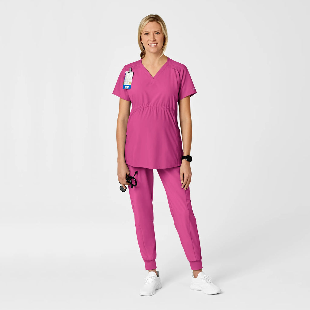 Wink Scrubs Maternity V-Neck Scrub Top Hot Pink | scrub-supply.com