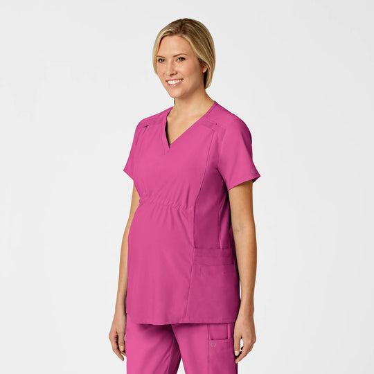 Wink Scrubs Maternity V-Neck Scrub Top Hot Pink | scrub-supply.com