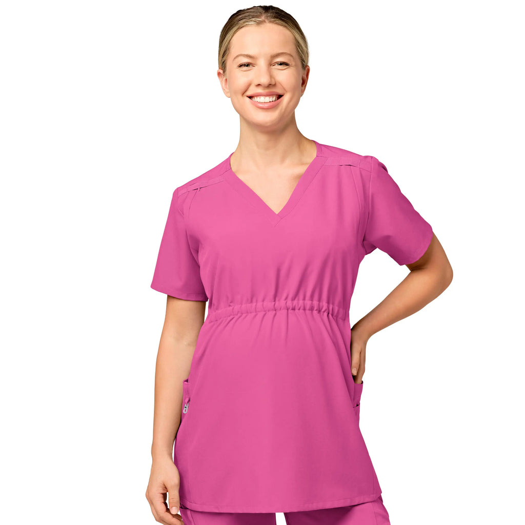 Wink Scrubs Maternity V-Neck Scrub Top Hot Pink | scrub-supply.com