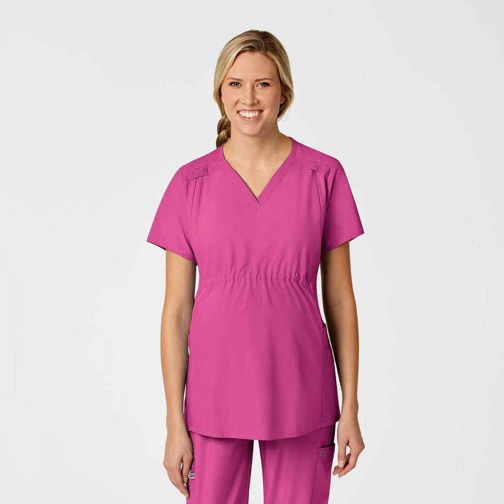 Wink Scrubs Maternity V-Neck Scrub Top Hot Pink | scrub-supply.com