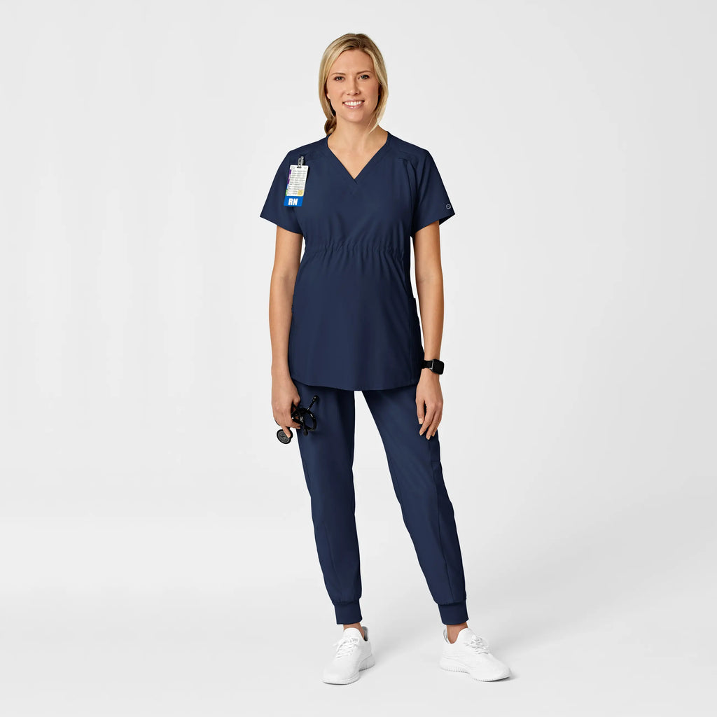 Wink Scrubs Maternity V-Neck Scrub Top Navy | scrub-supply.com