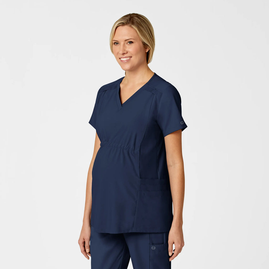 Wink Scrubs Maternity V-Neck Scrub Top Navy | scrub-supply.com