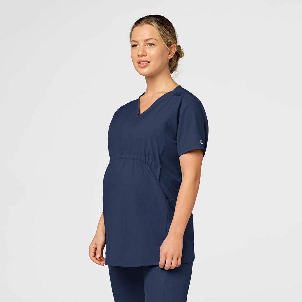 Wink Scrubs Maternity V-Neck Scrub Top Navy | scrub-supply.com