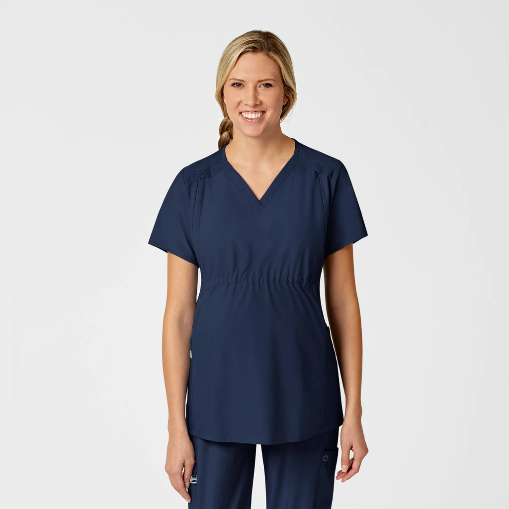 Wink Scrubs Maternity V-Neck Scrub Top Navy | scrub-supply.com