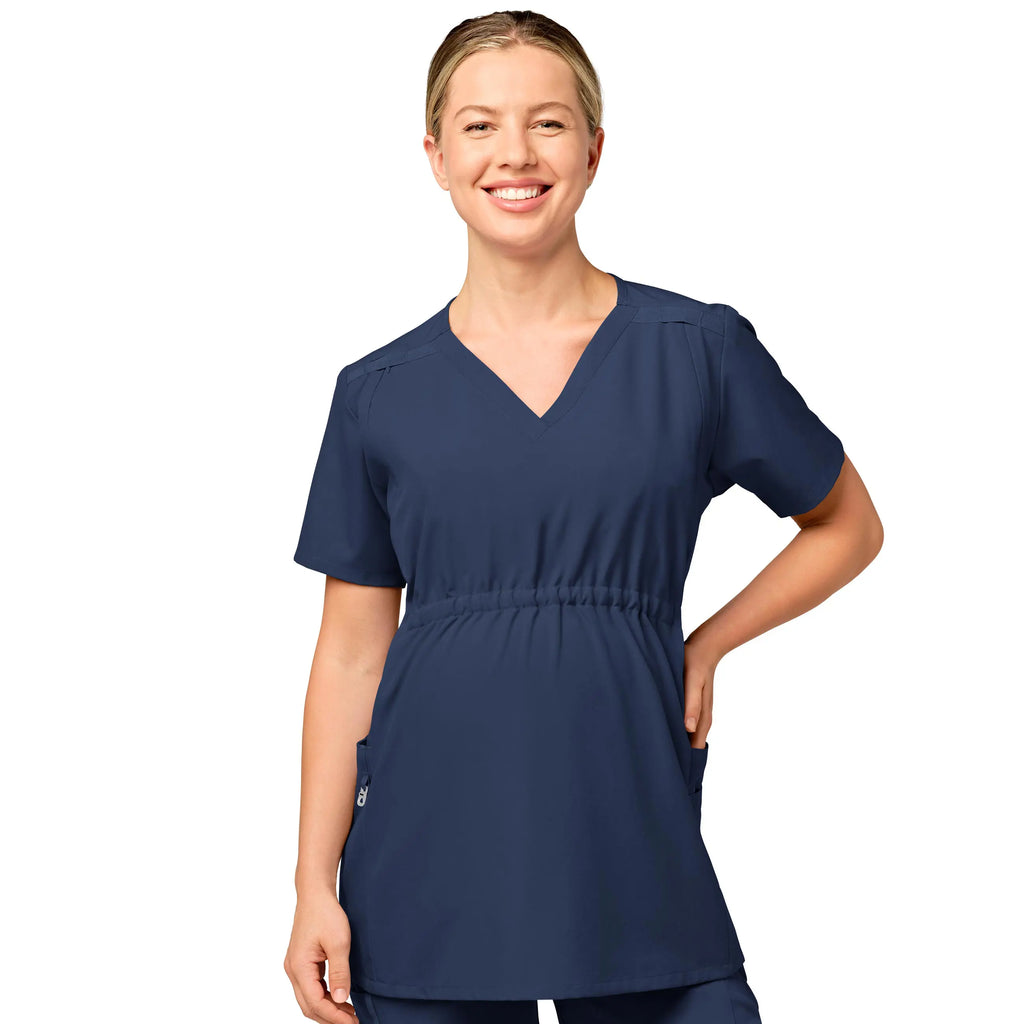 Wink Scrubs Maternity V-Neck Scrub Top Navy | scrub-supply.com