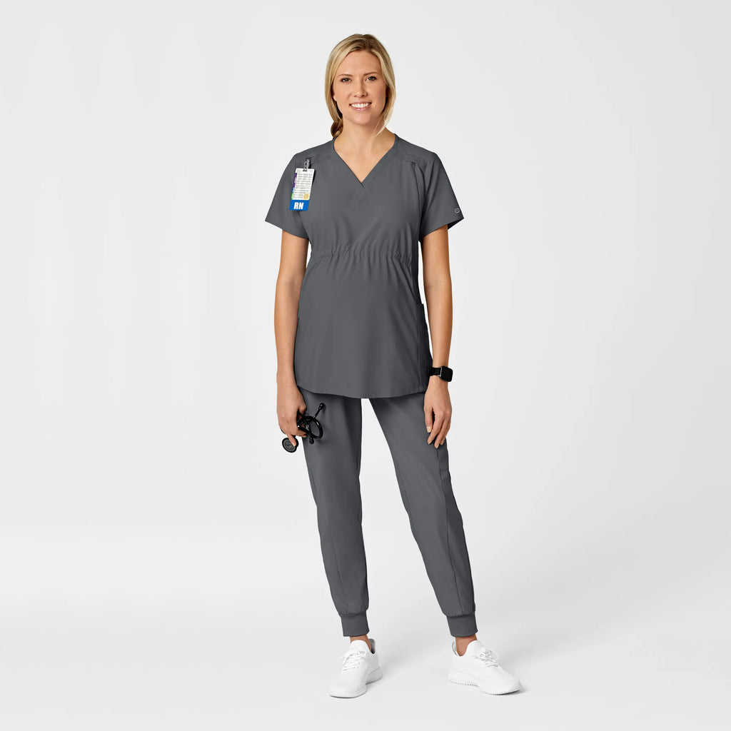 Wink Scrubs Maternity V-Neck Scrub Top Pewter | scrub-supply.com