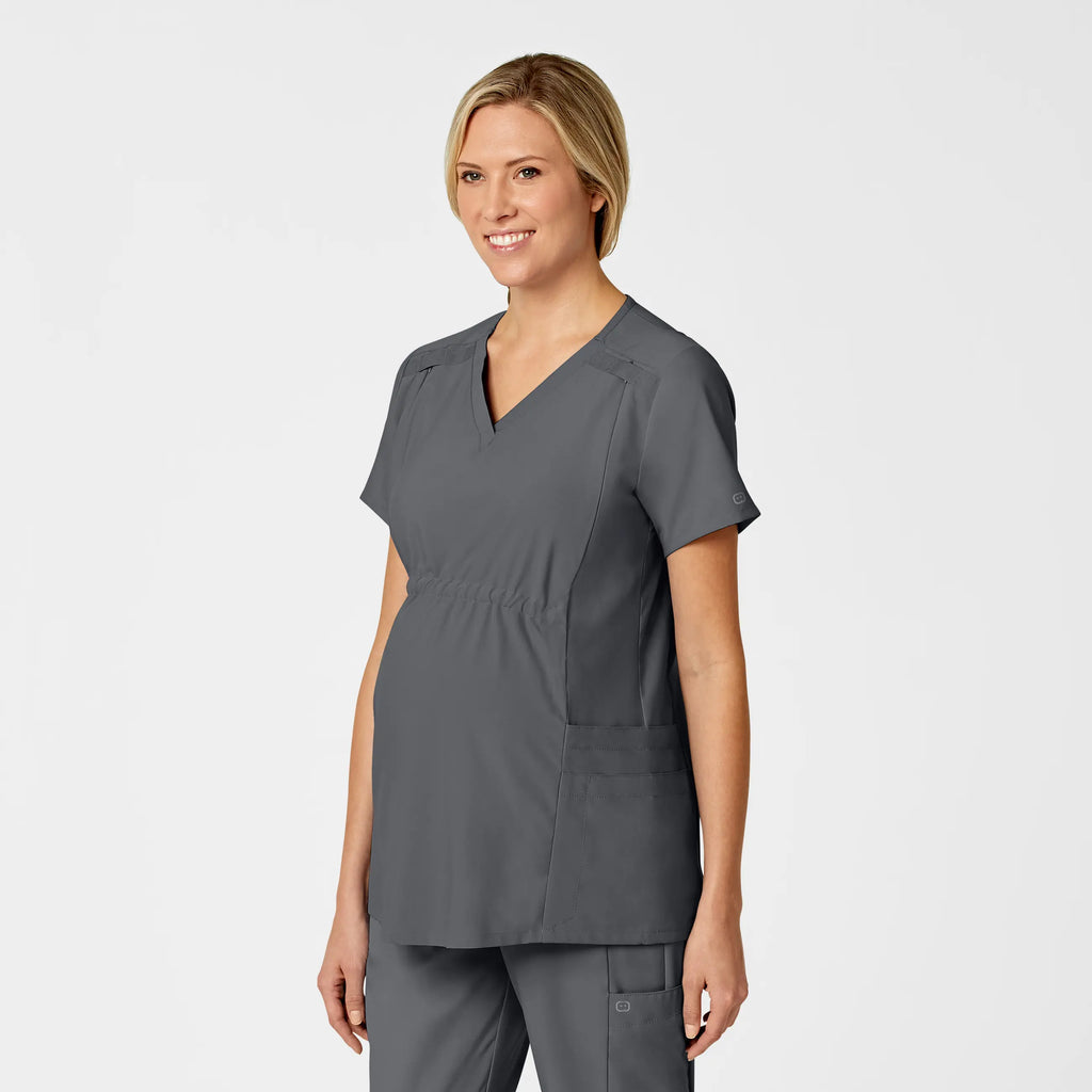 Wink Scrubs Maternity V-Neck Scrub Top Pewter | scrub-supply.com