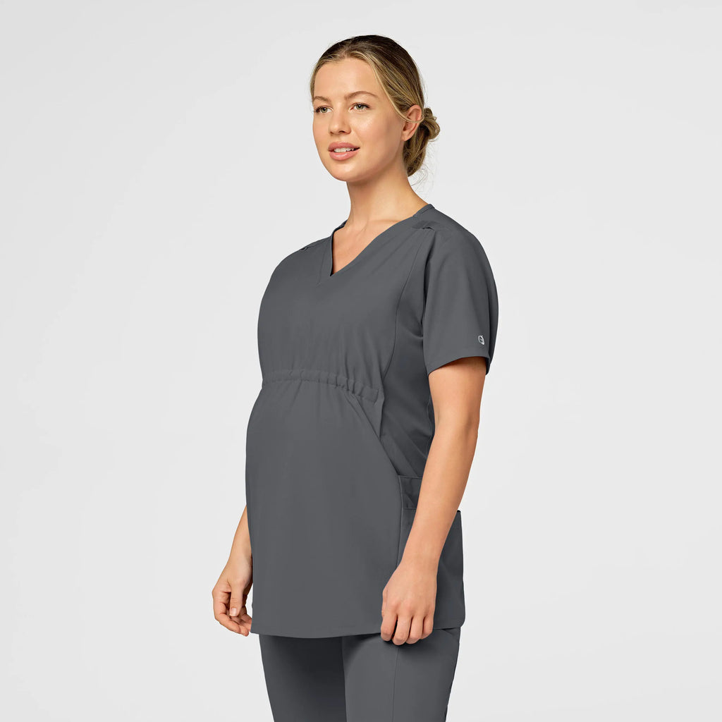 Wink Scrubs Maternity V-Neck Scrub Top Pewter | scrub-supply.com