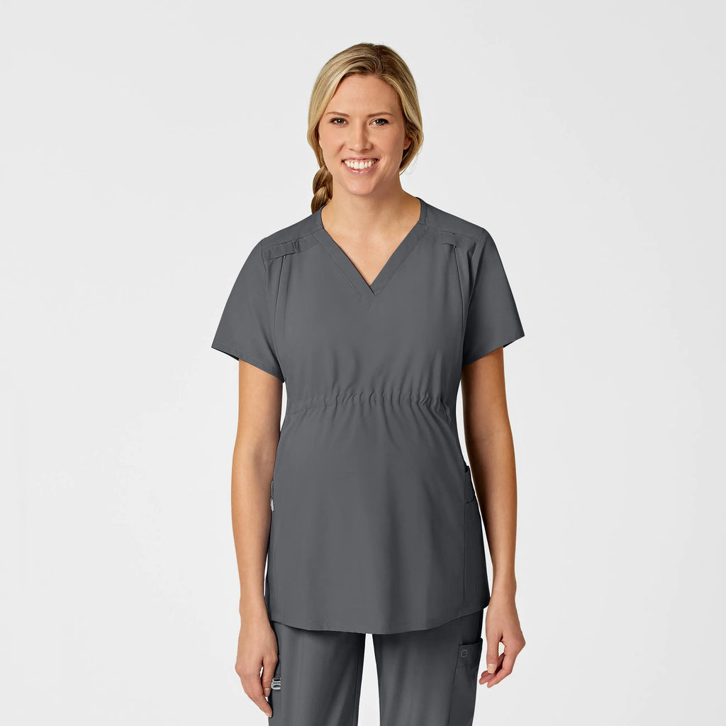 Wink Scrubs Maternity V-Neck Scrub Top Pewter | scrub-supply.com