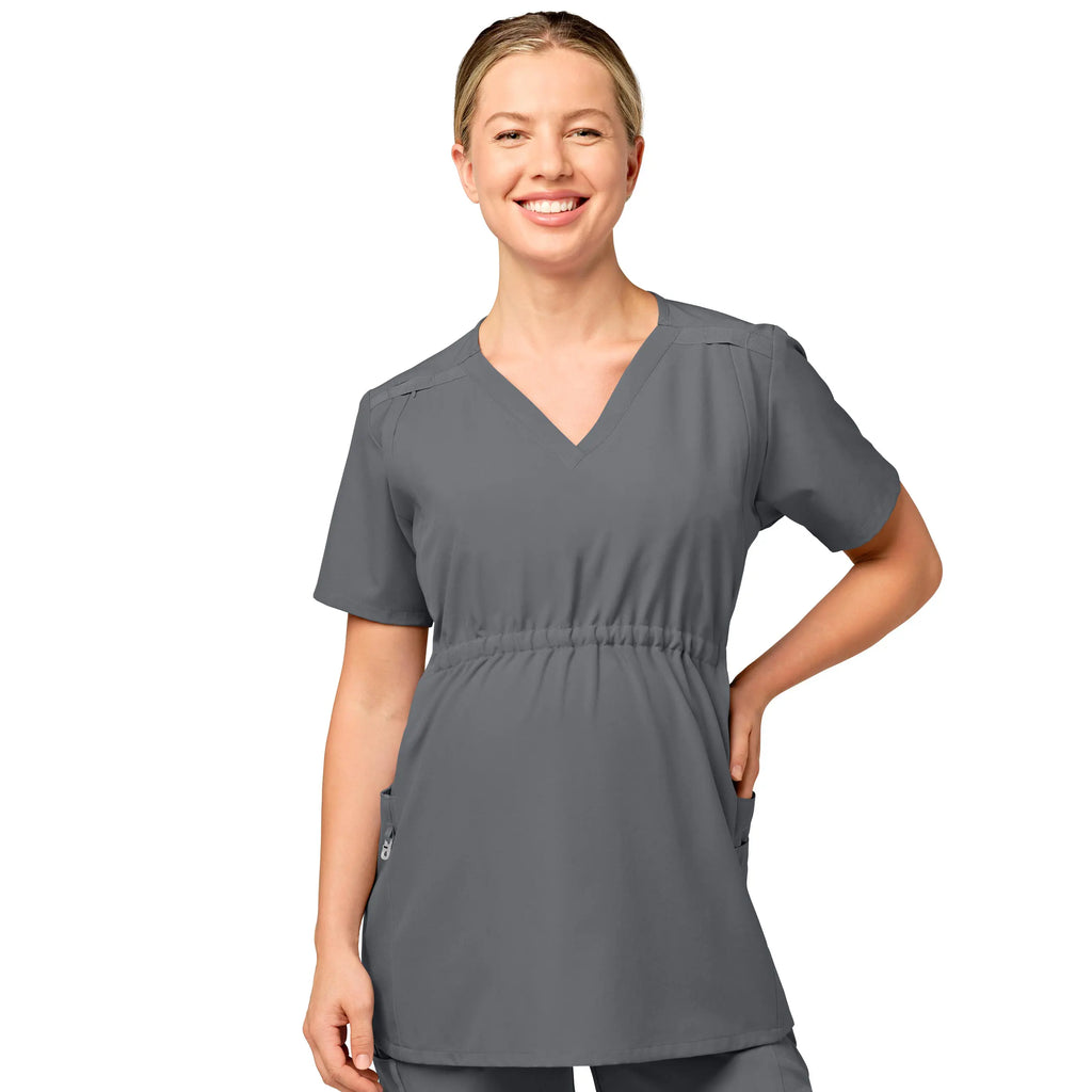 Wink Scrubs Maternity V-Neck Scrub Top Pewter | scrub-supply.com