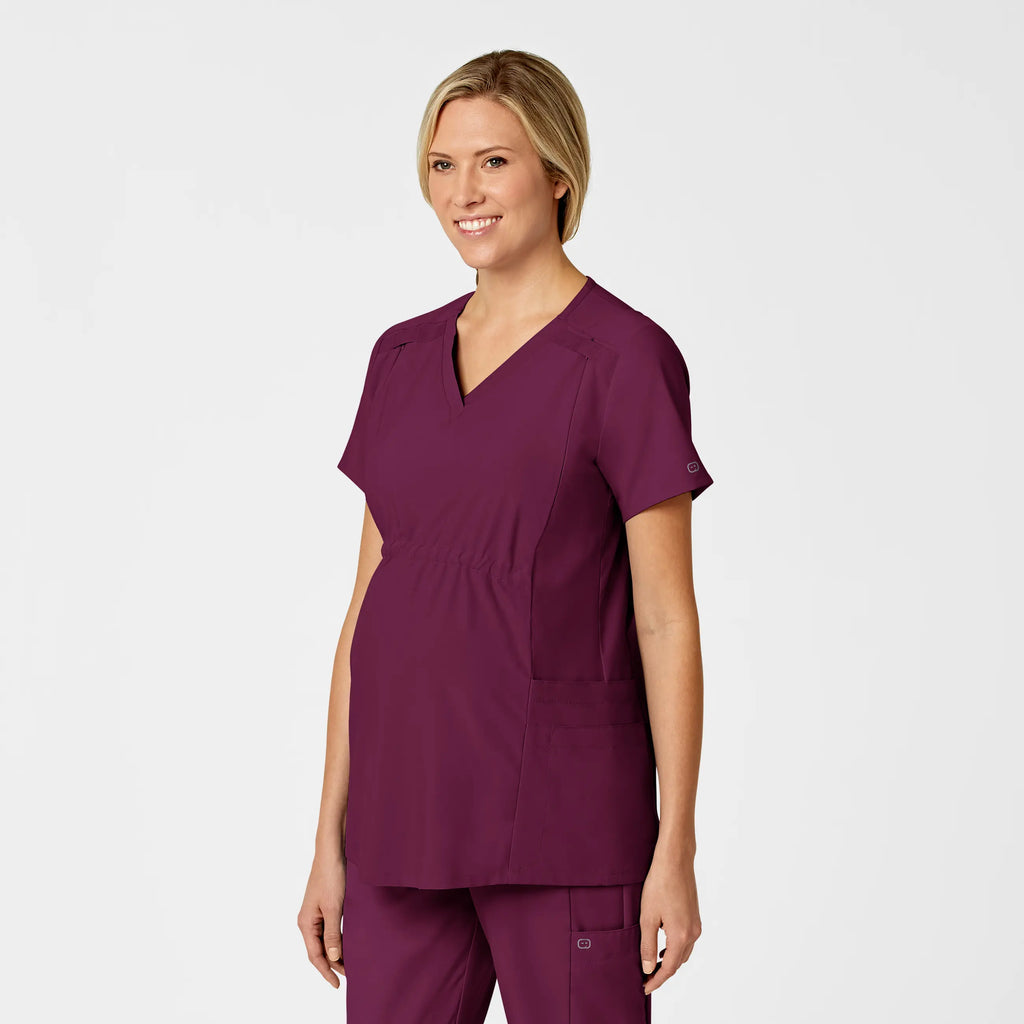 Wink Scrubs Maternity V-Neck Scrub Top Wine | scrub-supply.com