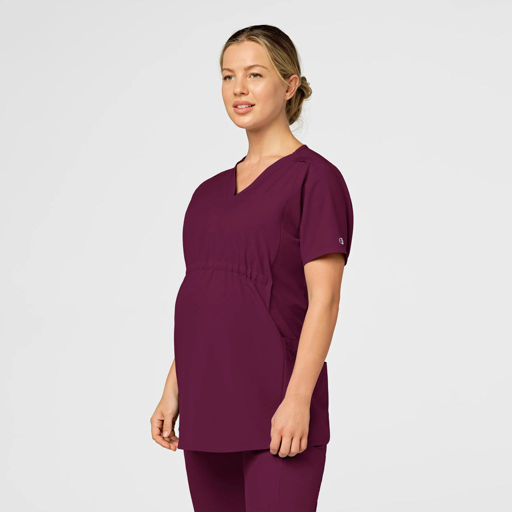 Wink Scrubs Maternity V-Neck Scrub Top Wine | scrub-supply.com