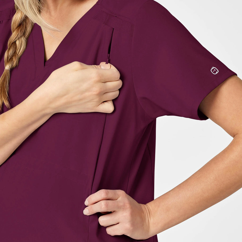 Wink Scrubs Maternity V-Neck Scrub Top Wine | scrub-supply.com