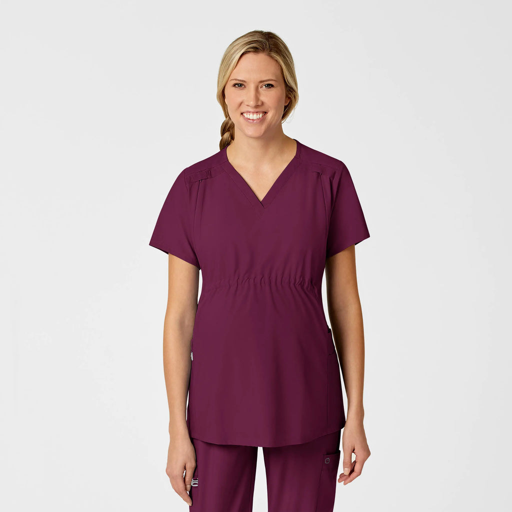 Wink Scrubs Maternity V-Neck Scrub Top Wine | scrub-supply.com