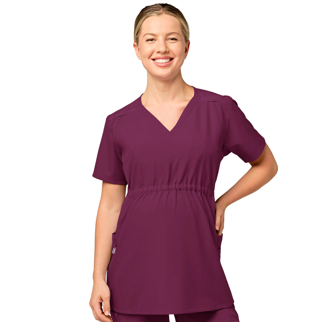 Wink Scrubs Maternity V-Neck Scrub Top Wine | scrub-supply.com