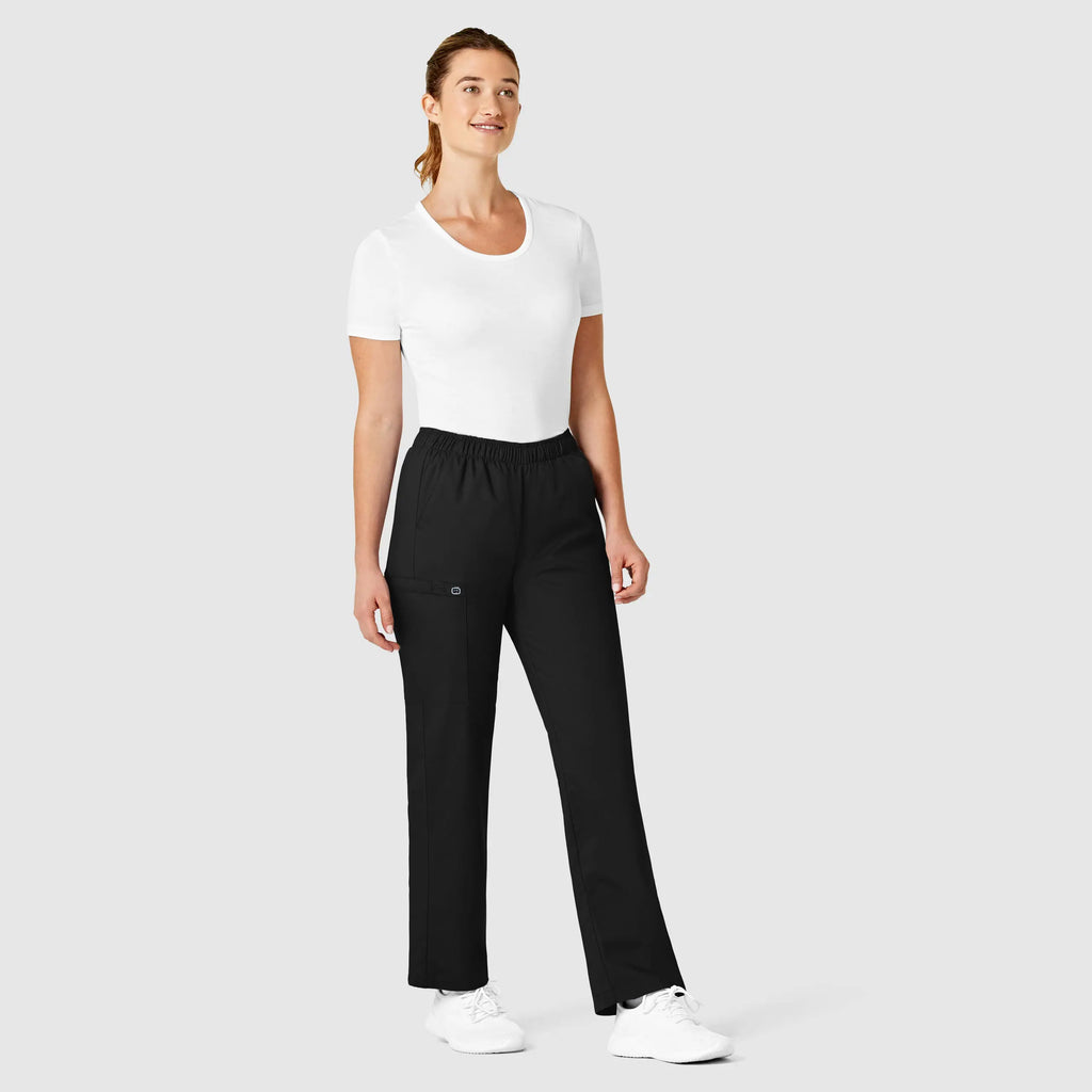 Wink Scrubs Women's Pull-On Cargo Scrub Pant Black | scrub-supply.com