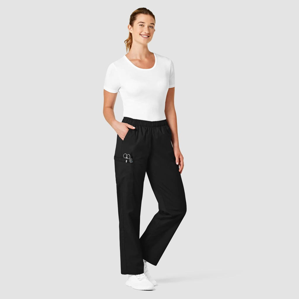 Wink Scrubs Women's Pull-On Cargo Scrub Pant Black | scrub-supply.com