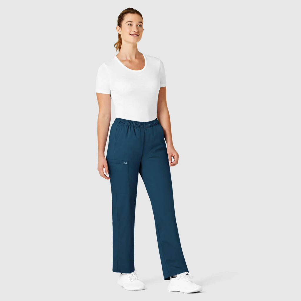 Wink Scrubs Women's Pull-On Cargo Scrub Pant Caribbean Blue | scrub-supply.com