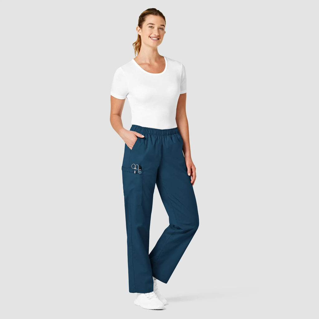 Wink Scrubs Women's Pull-On Cargo Scrub Pant Caribbean Blue | scrub-supply.com