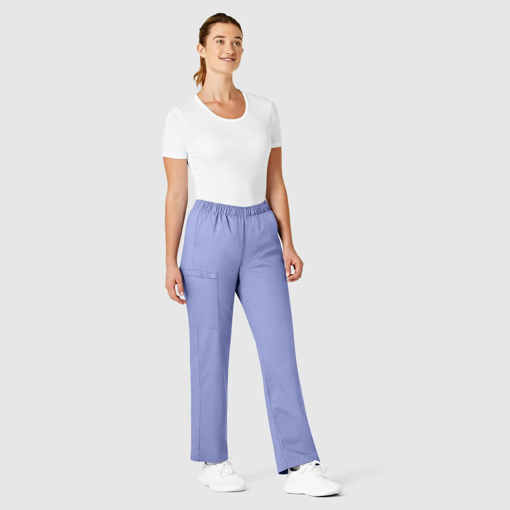 Wink Scrubs Women's Pull-On Cargo Scrub Pant Ceil Blue | scrub-supply.com