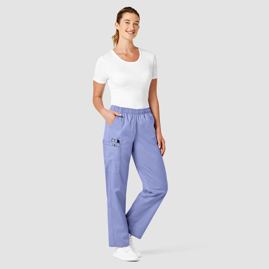 Wink Scrubs Women's Pull-On Cargo Scrub Pant Ceil Blue | scrub-supply.com