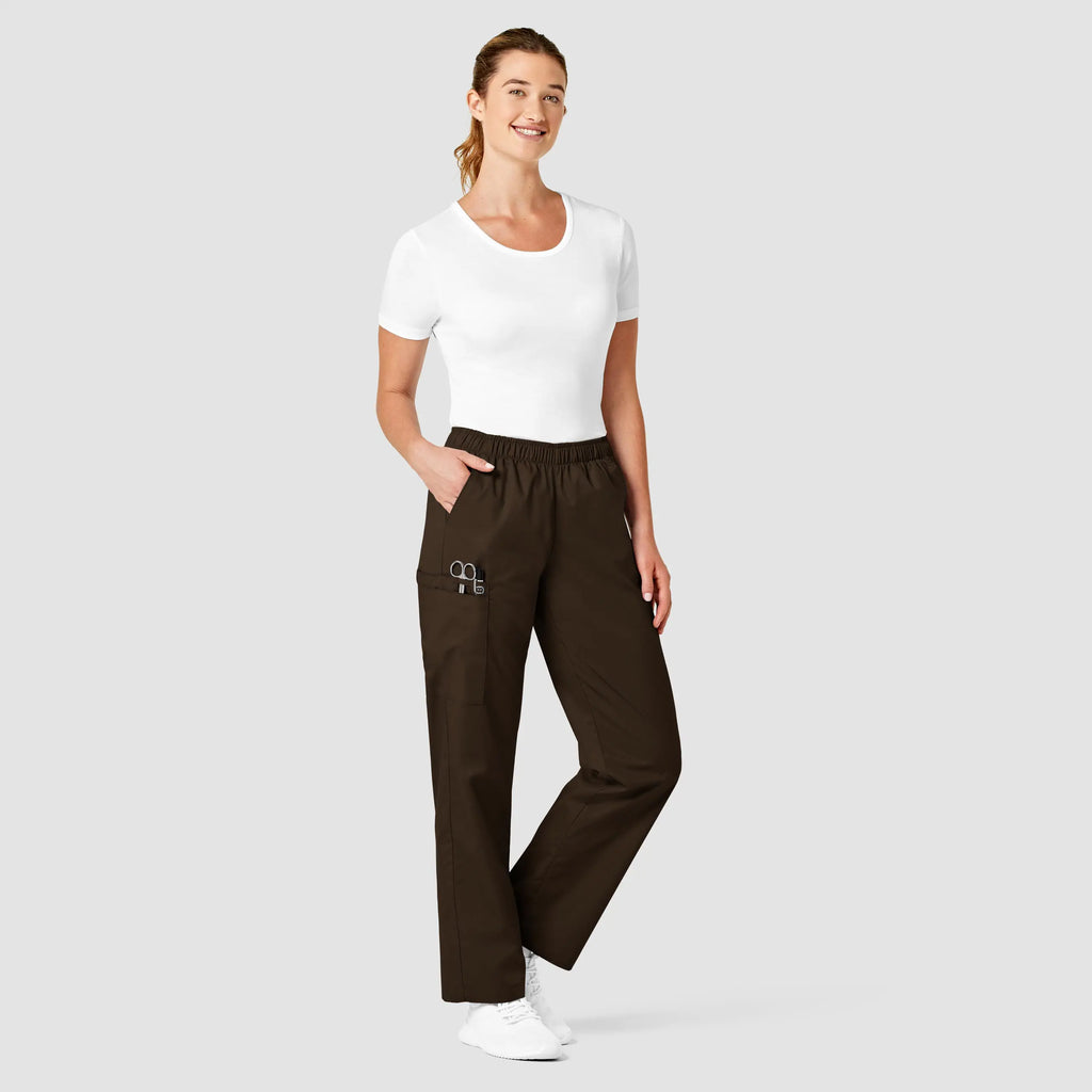 Wink Scrubs Women's Pull-On Cargo Scrub Pant Chocolate | scrub-supply.com