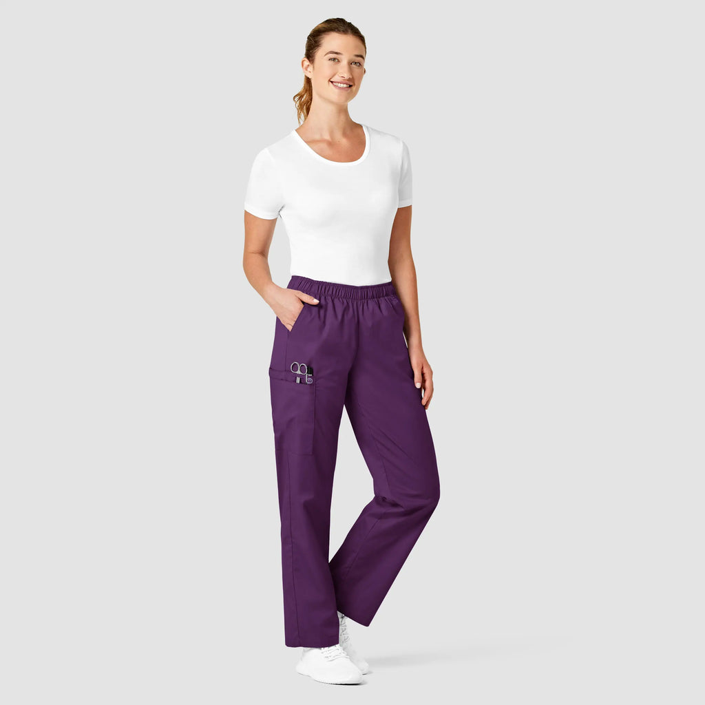 Wink Scrubs Women's Pull-On Cargo Scrub Pant Eggplant | scrub-supply.com