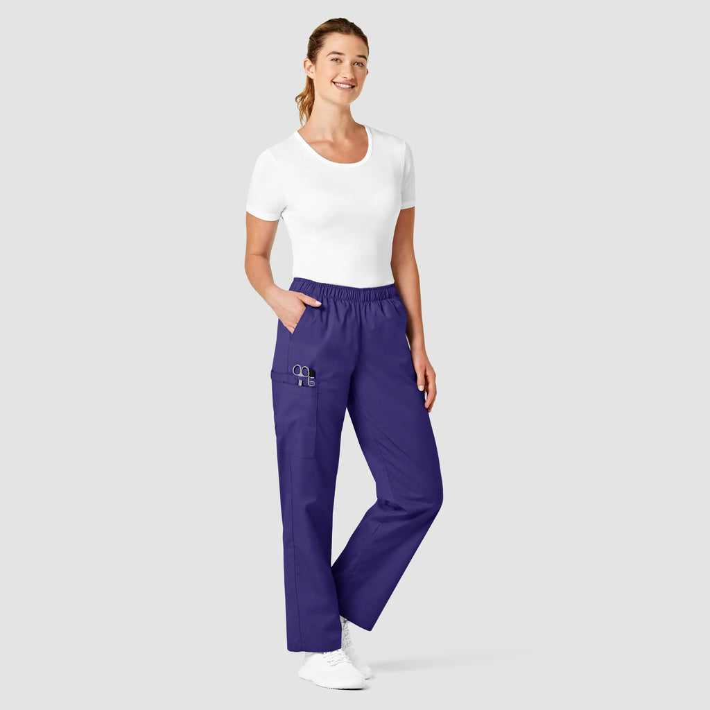 Wink Scrubs Women's Pull-On Cargo Scrub Pant Grape | scrub-supply.com