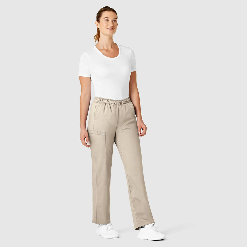 Wink Scrubs Women's Pull-On Cargo Scrub Pant Khaki | scrub-supply.com