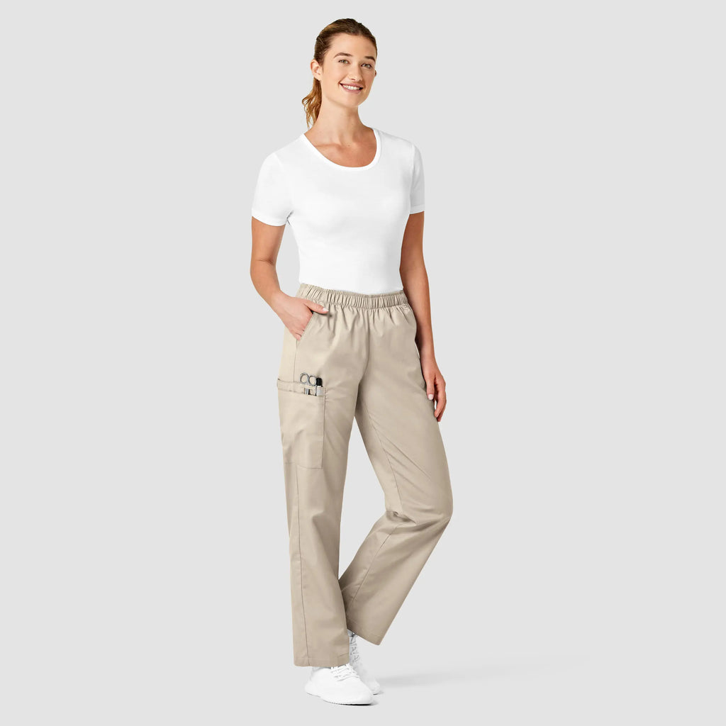 Wink Scrubs Women's Pull-On Cargo Scrub Pant Khaki | scrub-supply.com