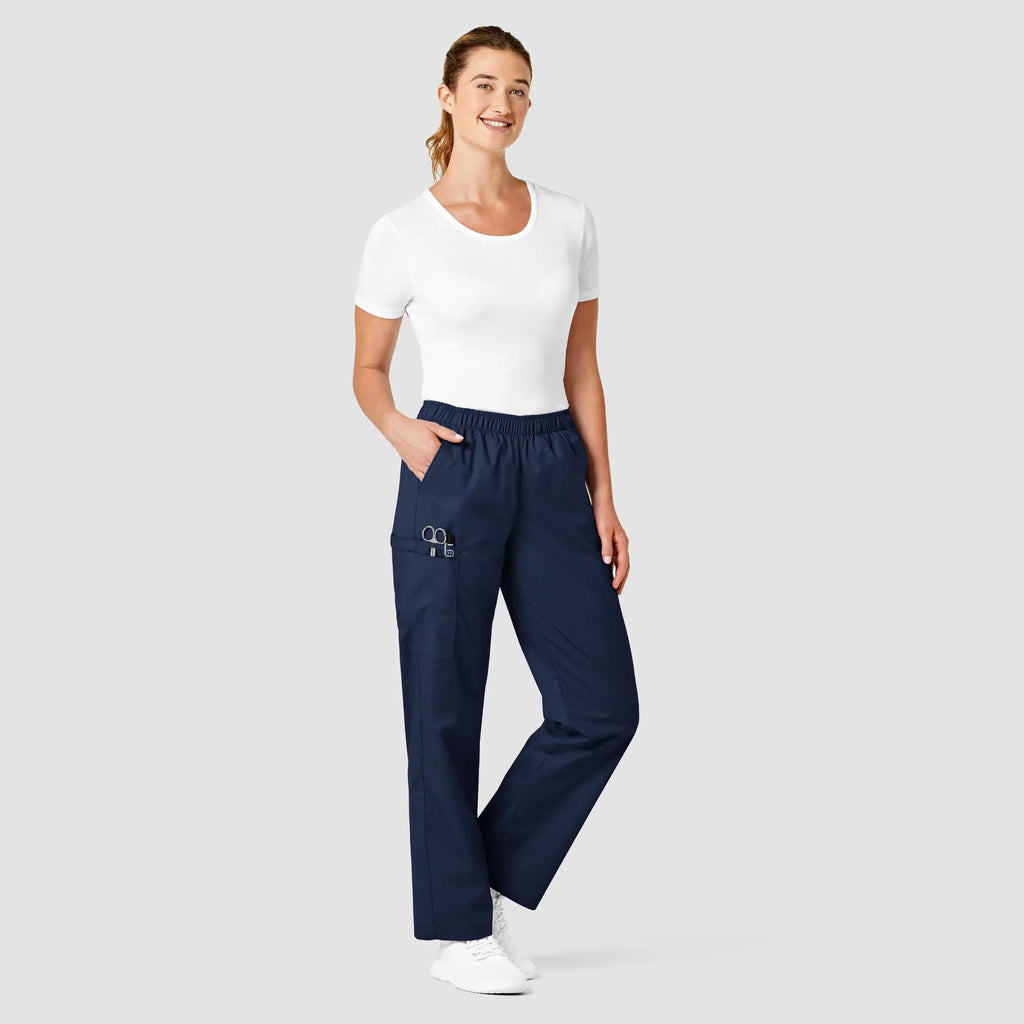 Wink Scrubs Women's Pull-On Cargo Scrub Pant Navy | scrub-supply.com