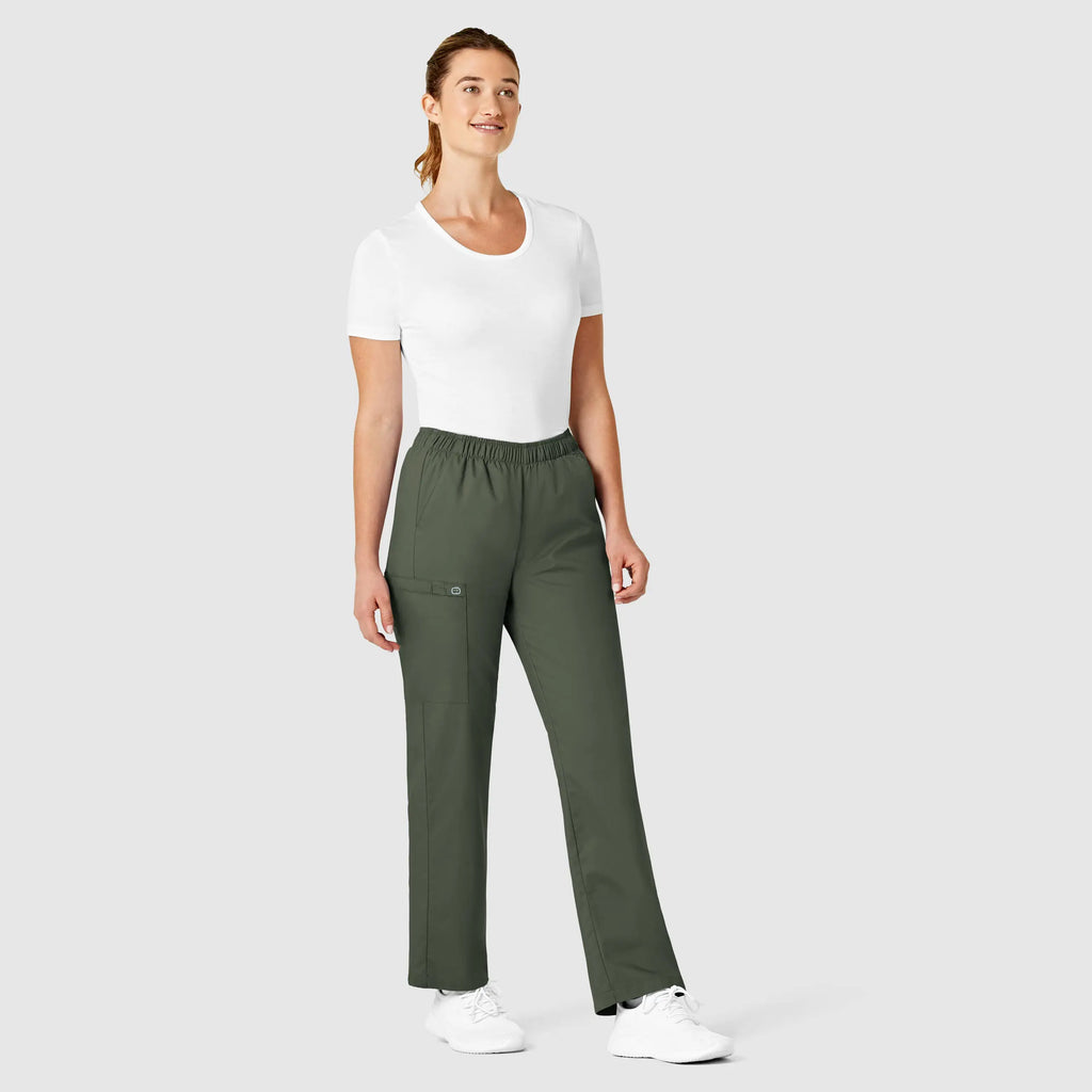 Wink Scrubs Women's Pull-On Cargo Scrub Pant Olive | scrub-supply.com