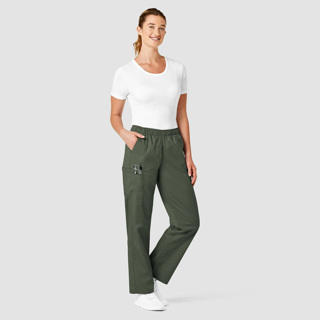 Wink Scrubs Women's Pull-On Cargo Scrub Pant Olive | scrub-supply.com