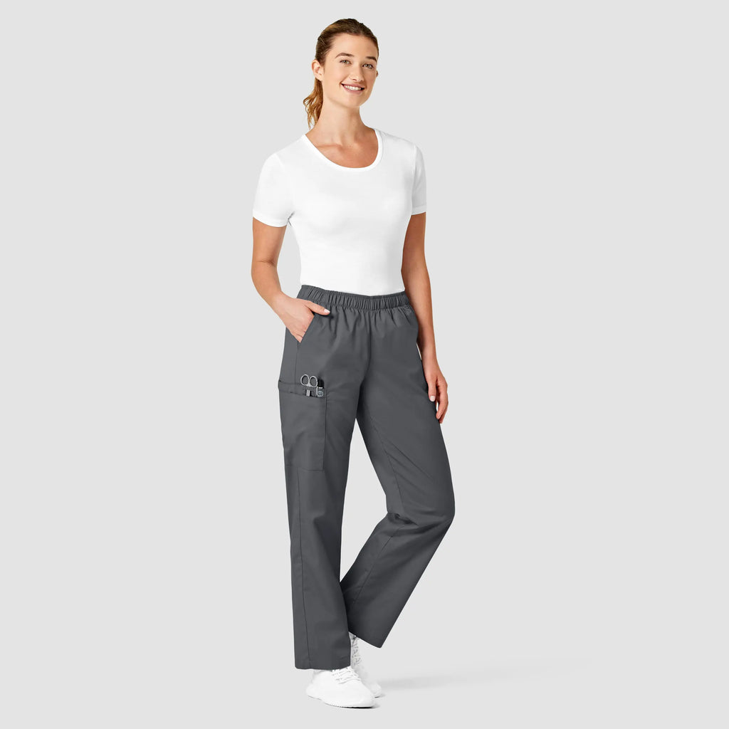 Wink Scrubs Women's Pull-On Cargo Scrub Pant Pewter | scrub-supply.com