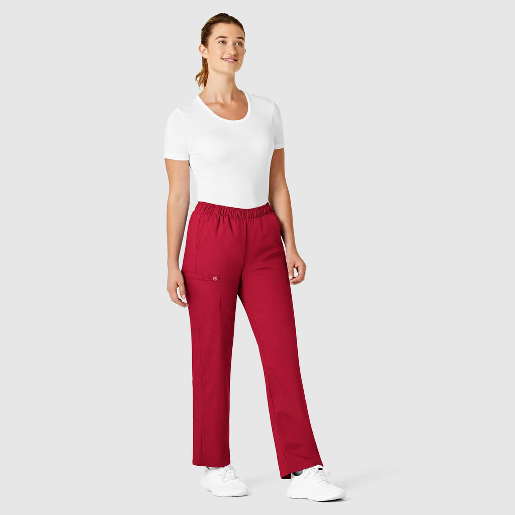 Wink Scrubs Women's Pull-On Cargo Scrub Pant Red | scrub-supply.com