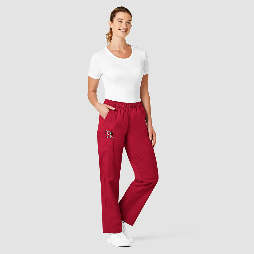 Wink Scrubs Women's Pull-On Cargo Scrub Pant Red | scrub-supply.com