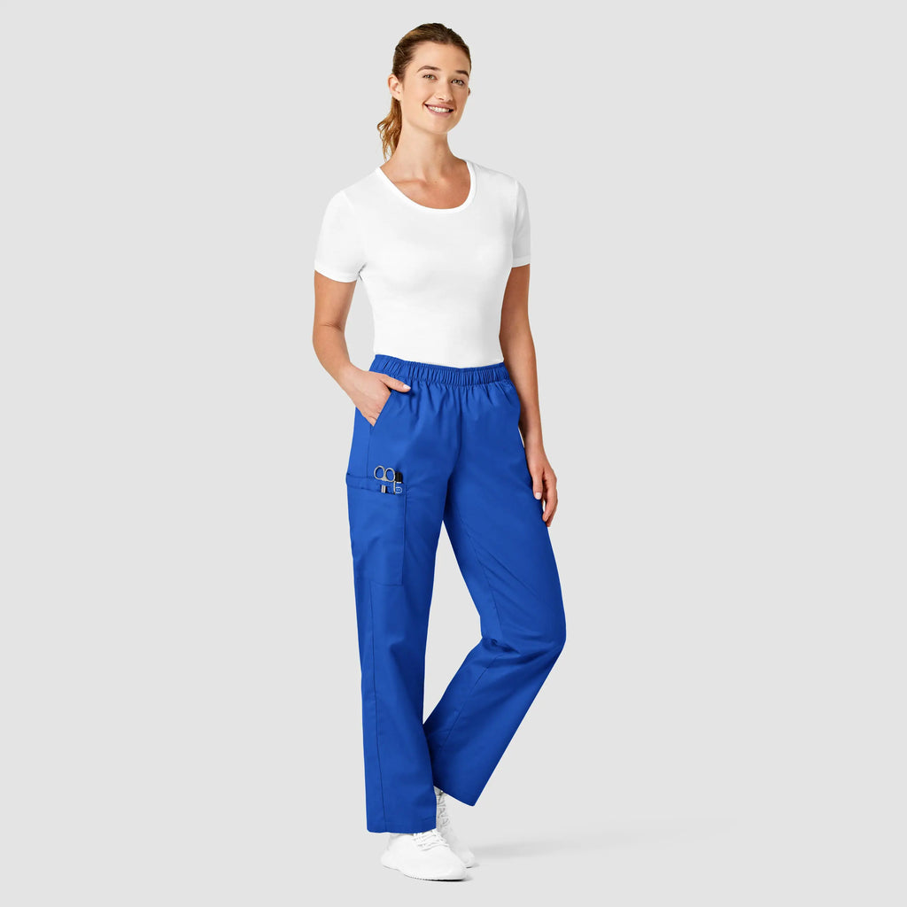 Wink Scrubs Women's Pull-On Cargo Scrub Pant Royal Blue | scrub-supply.com