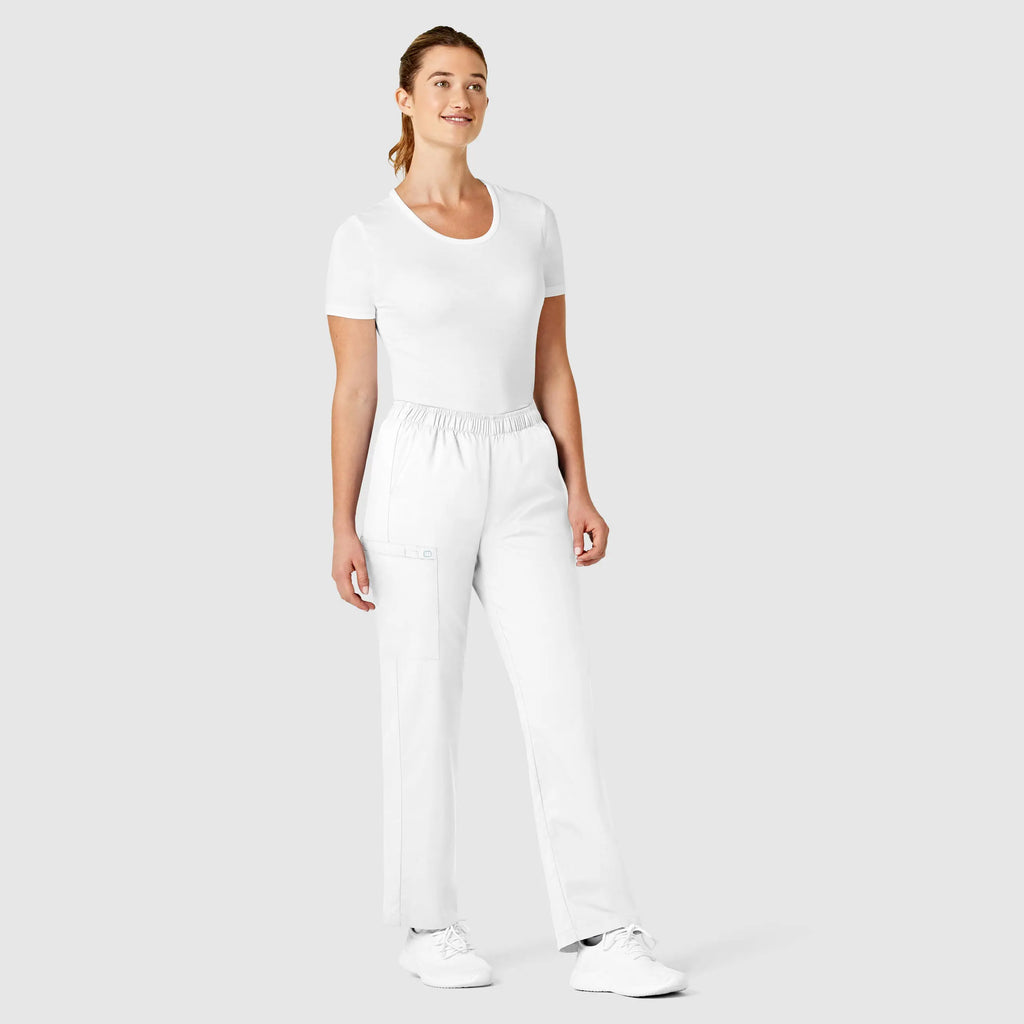 Wink Scrubs Women's Pull-On Cargo Scrub Pant White | scrub-supply.com