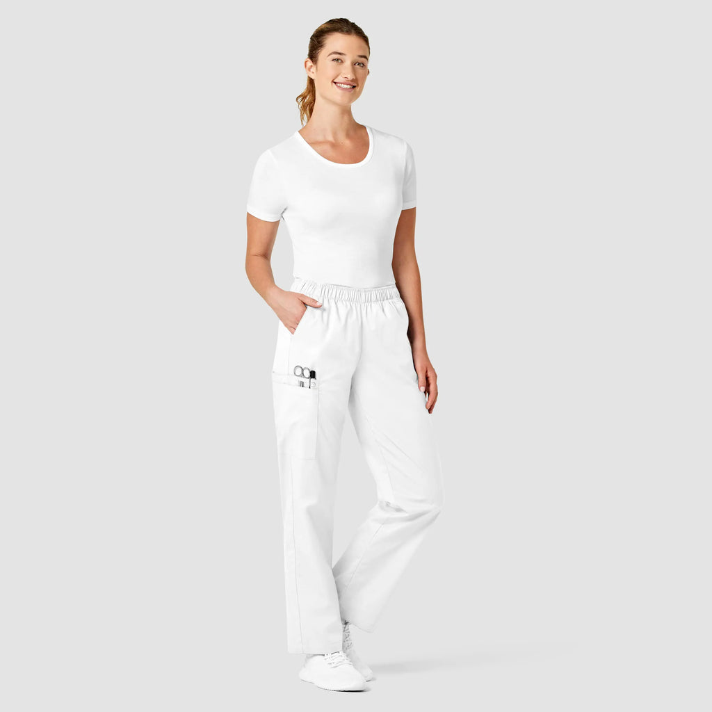 Wink Scrubs Women's Pull-On Cargo Scrub Pant White | scrub-supply.com