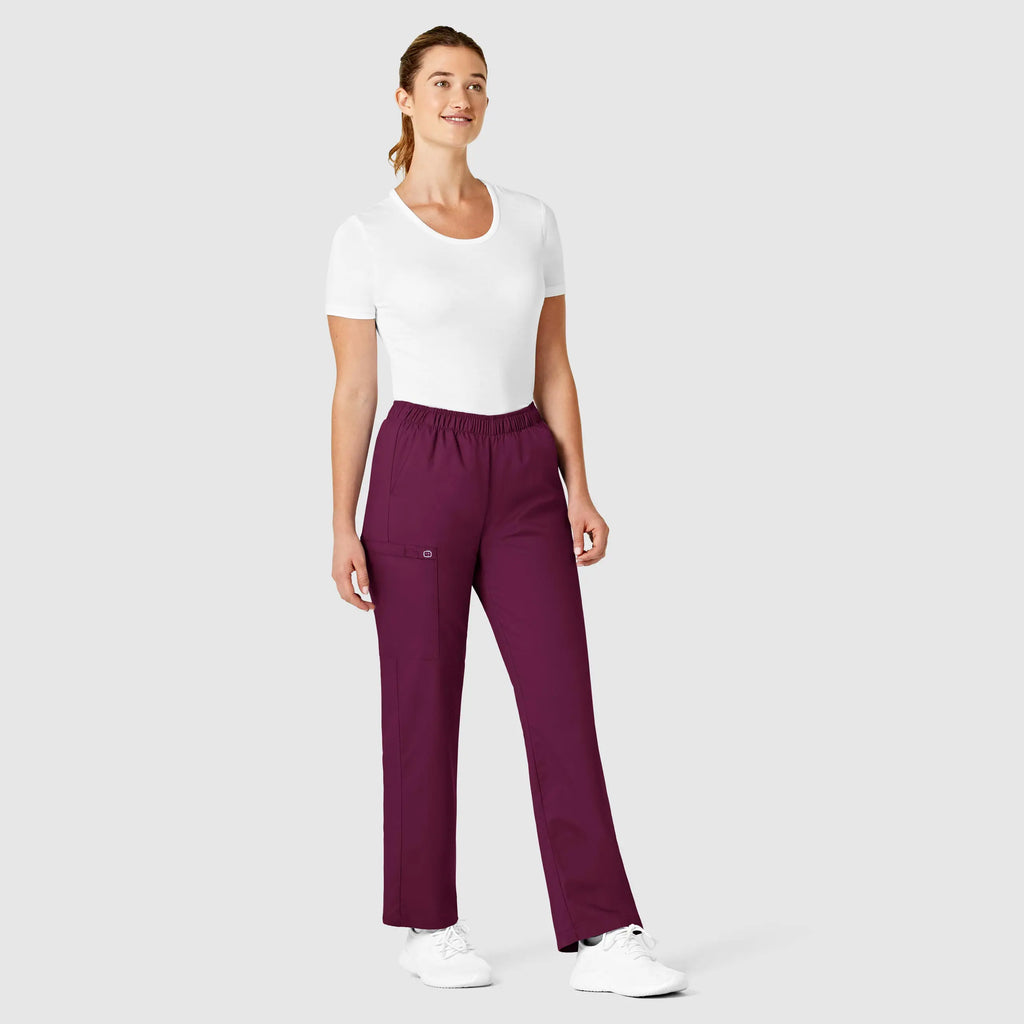 Wink Scrubs Women's Pull-On Cargo Scrub Pant Wine | scrub-supply.com